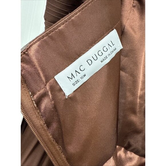 MAC DUGGAL Size 16 Brown Tiered V-Neckline Ruched Formal Prom Gown Dress New - Picture 9 of 9